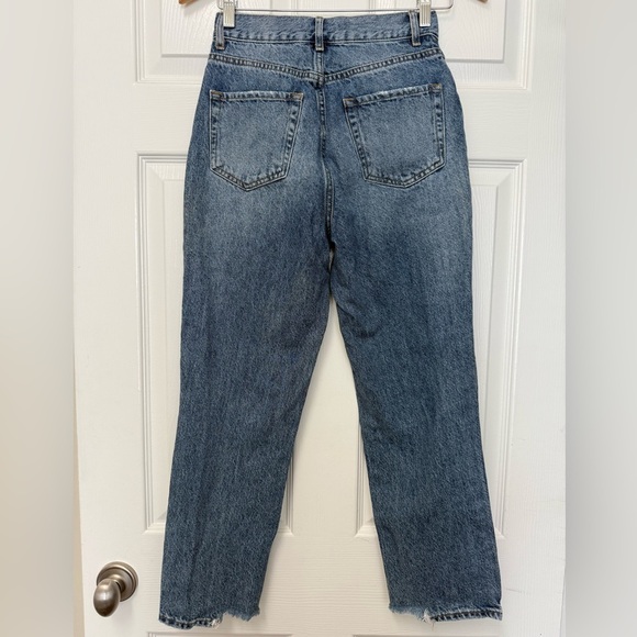 PacSun Women’s Blue High Rise Straight Distressed Button Fly Jeans Size 25 - Picture 4 of 11